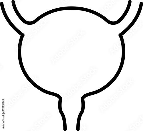 Bladder icon, prostate symbol for health care. Human urinary bladder with ureters and urethra. Human urinary system icon.