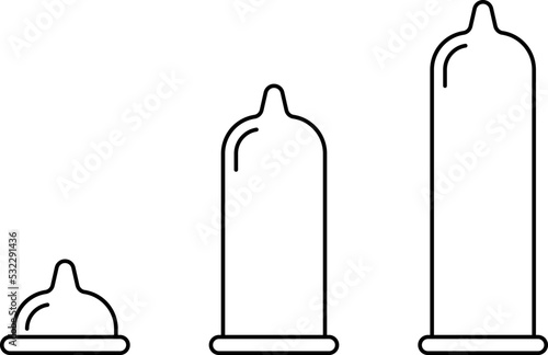 Condom vector outline icon. latex condom flat vector symbol.