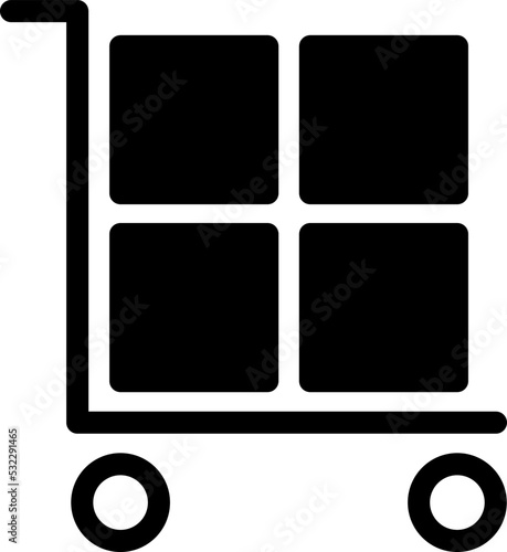 Hand truck with cardboard boxes icon, logistic and delivery, hand dolly sign vector on a white background.
