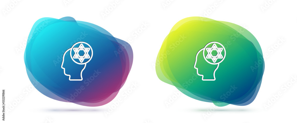 Set line Orthodox jewish hat icon isolated on white background. Jewish men in the traditional clothing. Judaism symbols. Abstract banner with liquid shapes. Vector Set line Orthodox jewish hat icon isolated on white background. Jewish men in the traditional clothing. Judaism symbols. Abstract banner with liquid shapes. Vector
