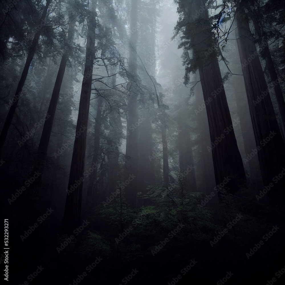 Naklejka premium fog in the forest