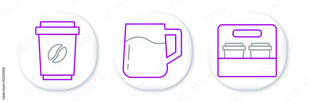 Set line Coffee cup to go, and Wooden beer mug icon. Vector Set line Coffee cup to go, and Wooden beer mug icon. Vector