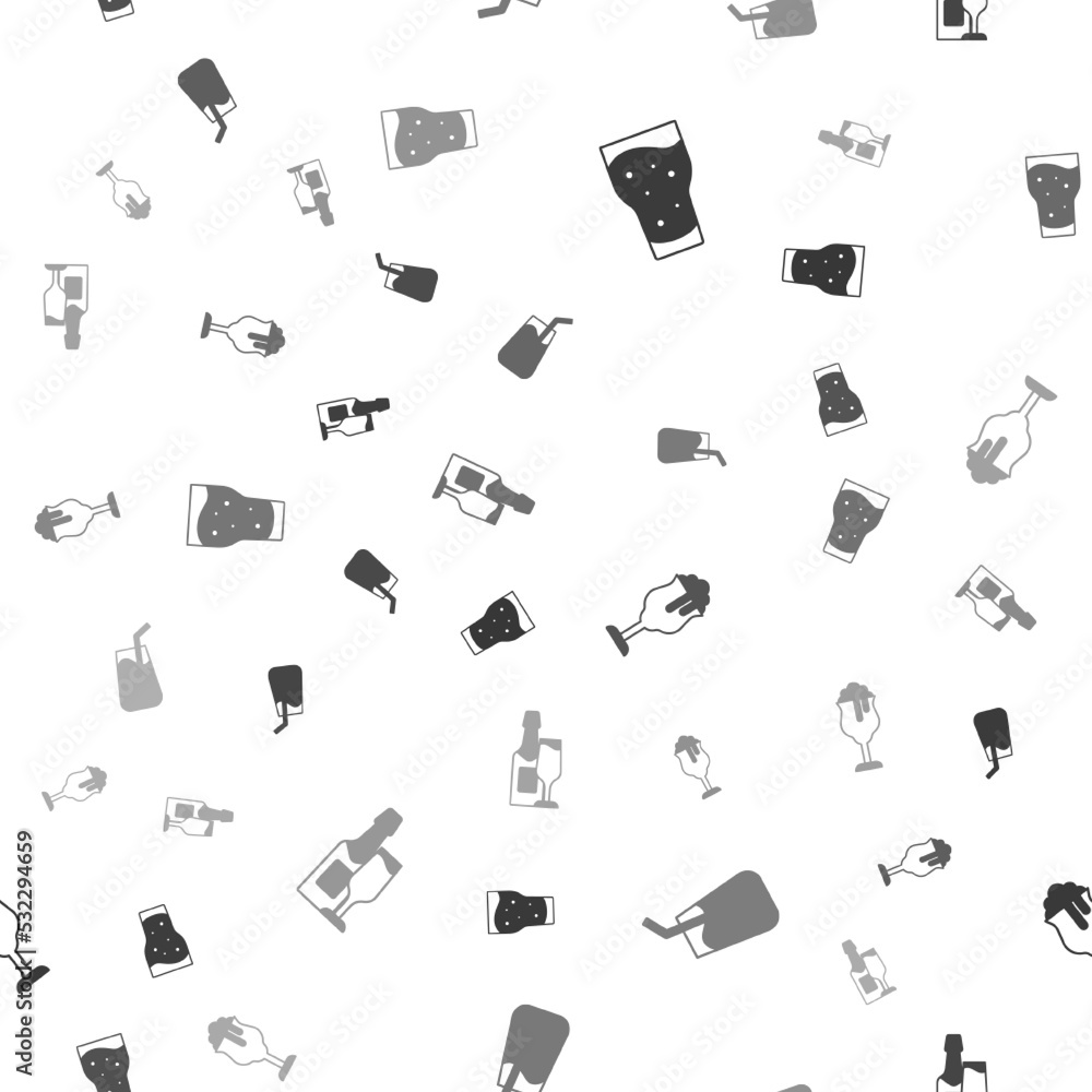 Set Glass of beer, Cocktail, and Champagne bottle and glass on seamless pattern. Vector Set Glass of beer, Cocktail, and Champagne bottle and glass on seamless pattern. Vector