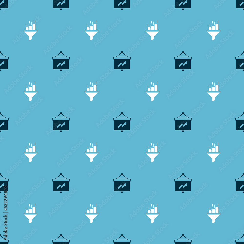 Set Board with graph and Sales funnel chart on seamless pattern. Vector Set Board with graph and Sales funnel chart on seamless pattern. Vector