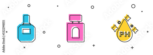 Set Aftershave, and Oil for hair care treatment icon. Vector