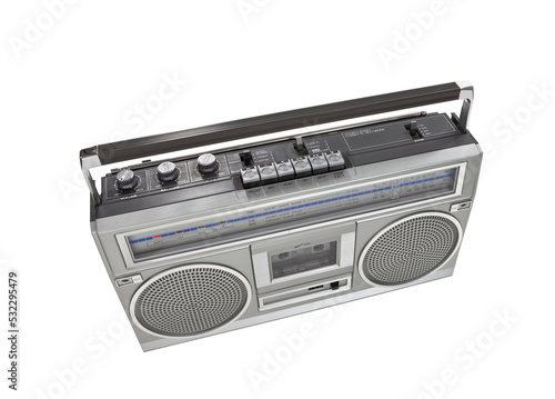 Retro boombox stereo isolated.