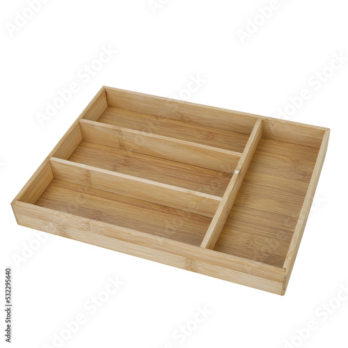 cutlery tray made of bamboo, isolated without background © RL Design Studio