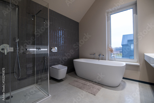 Bathroom interior with ultra-modern sanitary ware