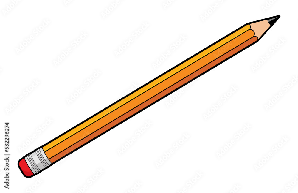 Yellow Pencil vector illustration, cartoon style pencil with eraser Yellow Pencil vector illustration, cartoon style pencil with eraser