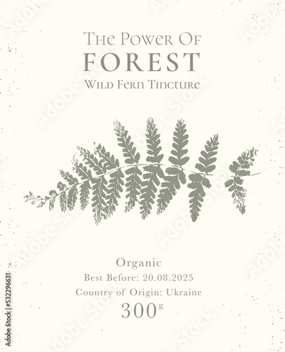 Elegant Label for Natural organic herbal products. Vintage packaging design collection for Cosmetics, Pharmacy, healthy food. Dried leaves, real herbarium