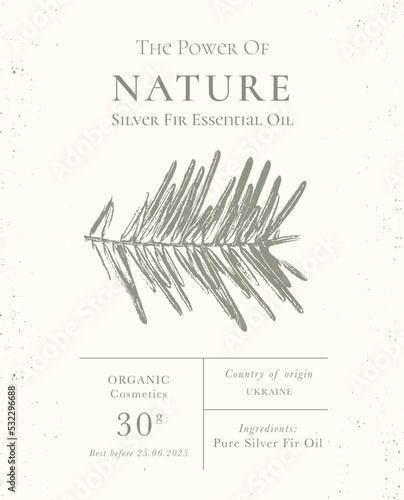 Elegant Label for Natural organic herbal products. Vintage packaging design collection for Cosmetics, Pharmacy, healthy food. Dried leaves, real herbarium
