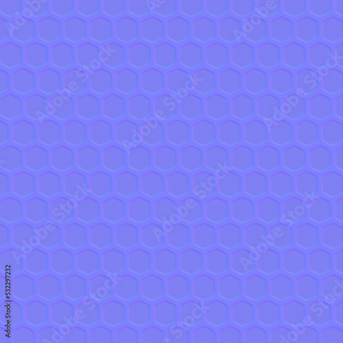 Honeycomb grid normal map texture and geometric hive hexagonal honeycombs 3d-rendering.