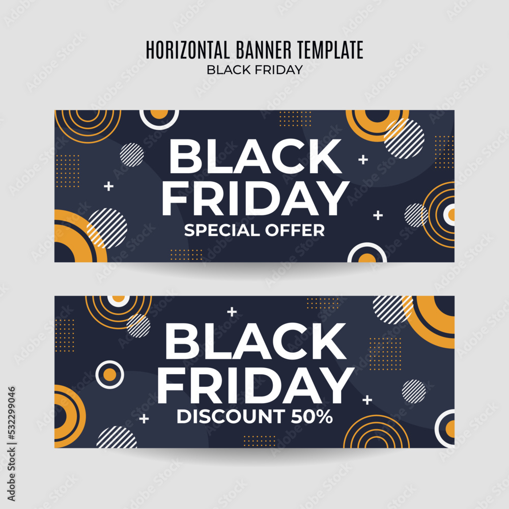 Naklejka premium Black Friday sale banner. Social media vector illustration template for website and mobile website development, email and newsletter design, marketing material.
