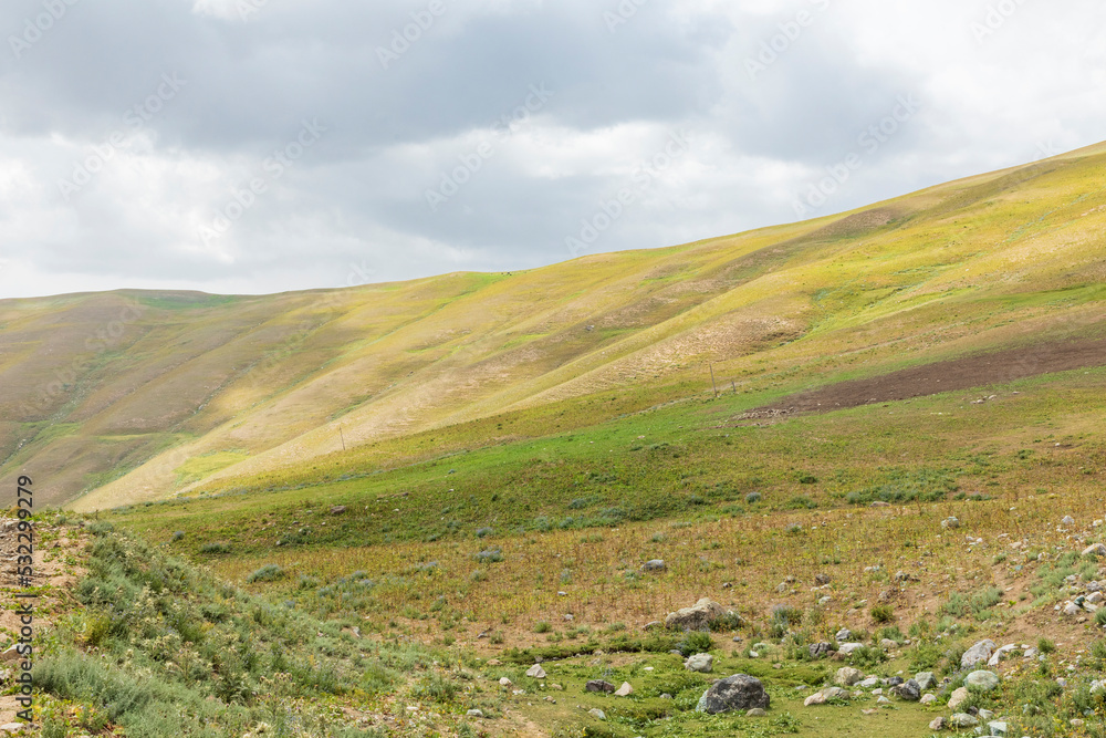 Rabot, Gorno-Badakhshan Autonomous Province, Tajikistan. Pastures in the mountains of Tajikistan.