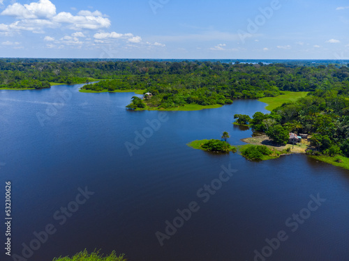 Fototapeta Naklejka Na Ścianę i Meble -  Aerial view of Igapó, the Amazon rainforest in Brazil, an incredible green landscape with lots of water and untouched nature