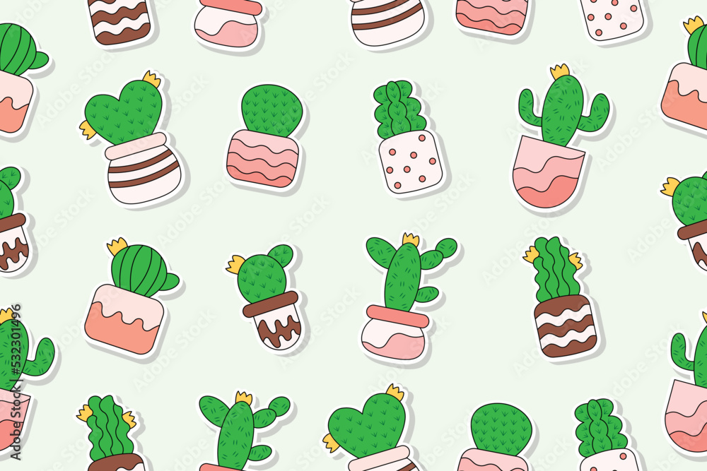 kind of cactus plants as seamless pattern