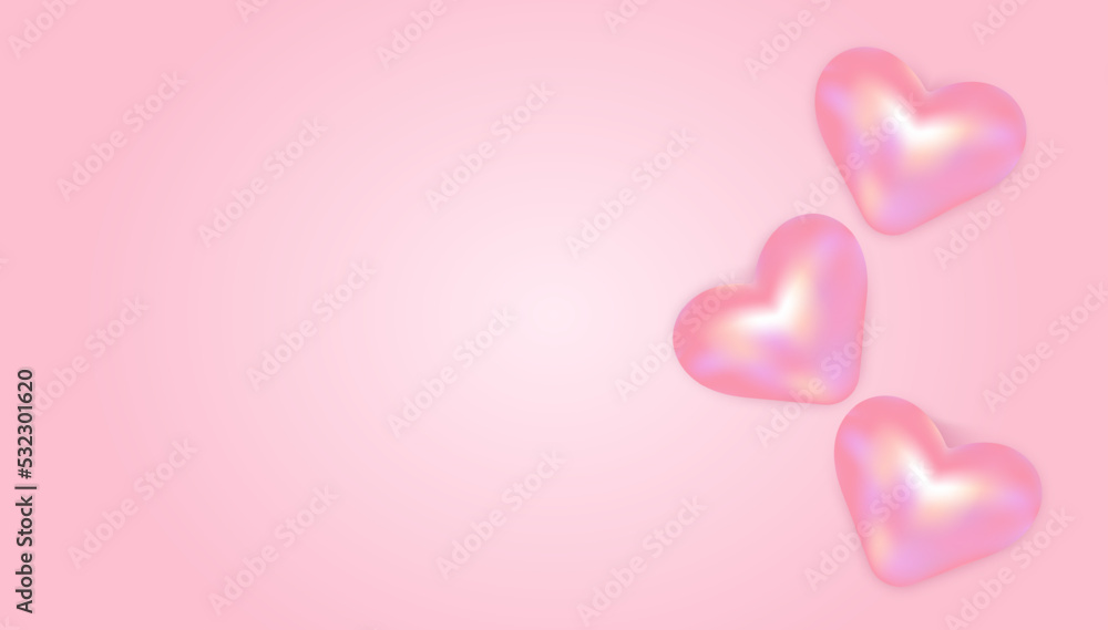 Pastel Pink Shiny Hearts Blank Background Illustration for Banner