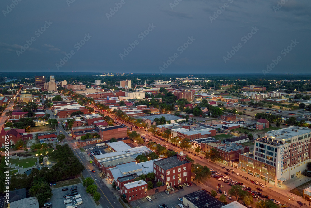 Downtown Augusta at sunset.