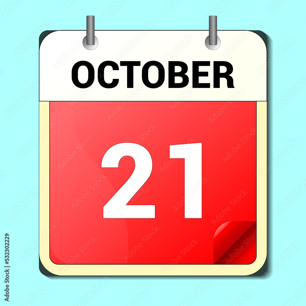 calendar vector drawing, date October 21 on the page calendar vector drawing, date October 21 on the page