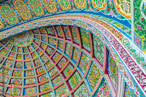 Khujand, Sughd Province, Tajikistan. Decorative ceiling on a building in Khujand.