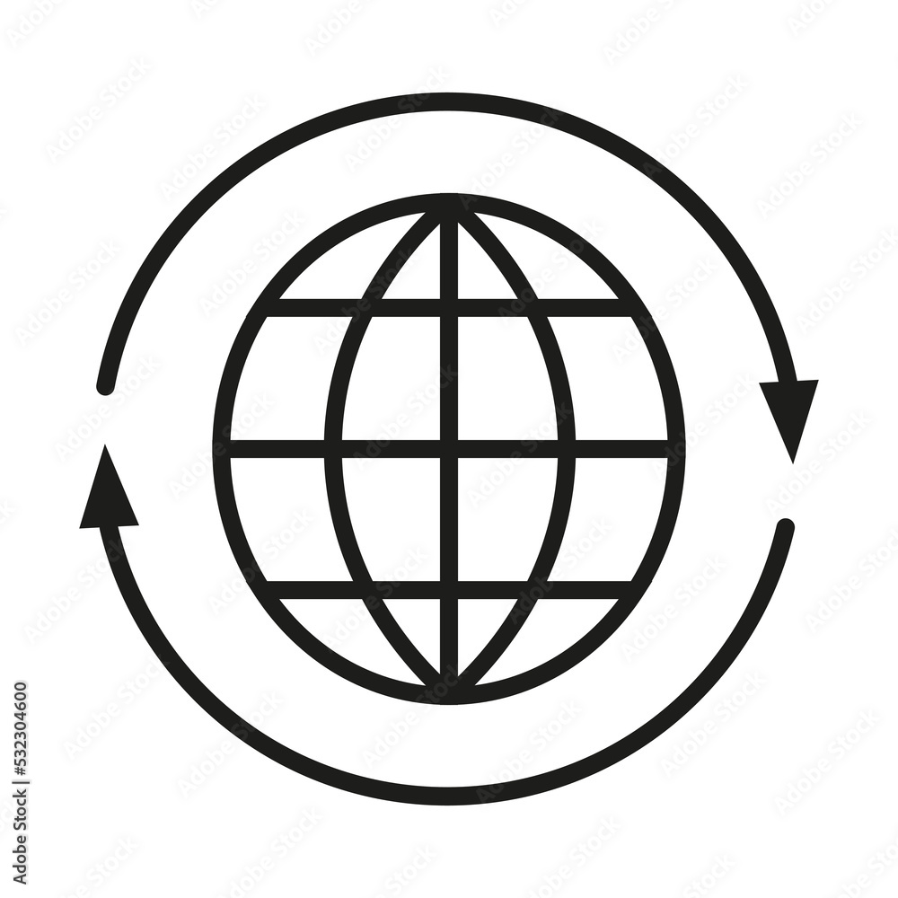 earth arrow icon. Email icon. Global social network connection. Vector illustration. Stock image. earth arrow icon. Email icon. Global social network connection. Vector illustration. Stock image.