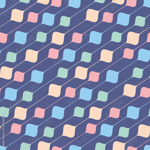 Bead on a string abstract art seamless pattern, purple pink textile design and decoration