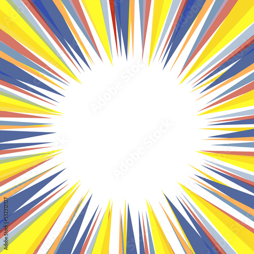 Pop art radial colorful comics for background