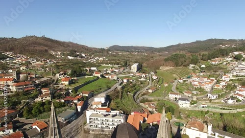 Aerial View Basilic and Village of São Torcato in Guimarães, Portugal photo