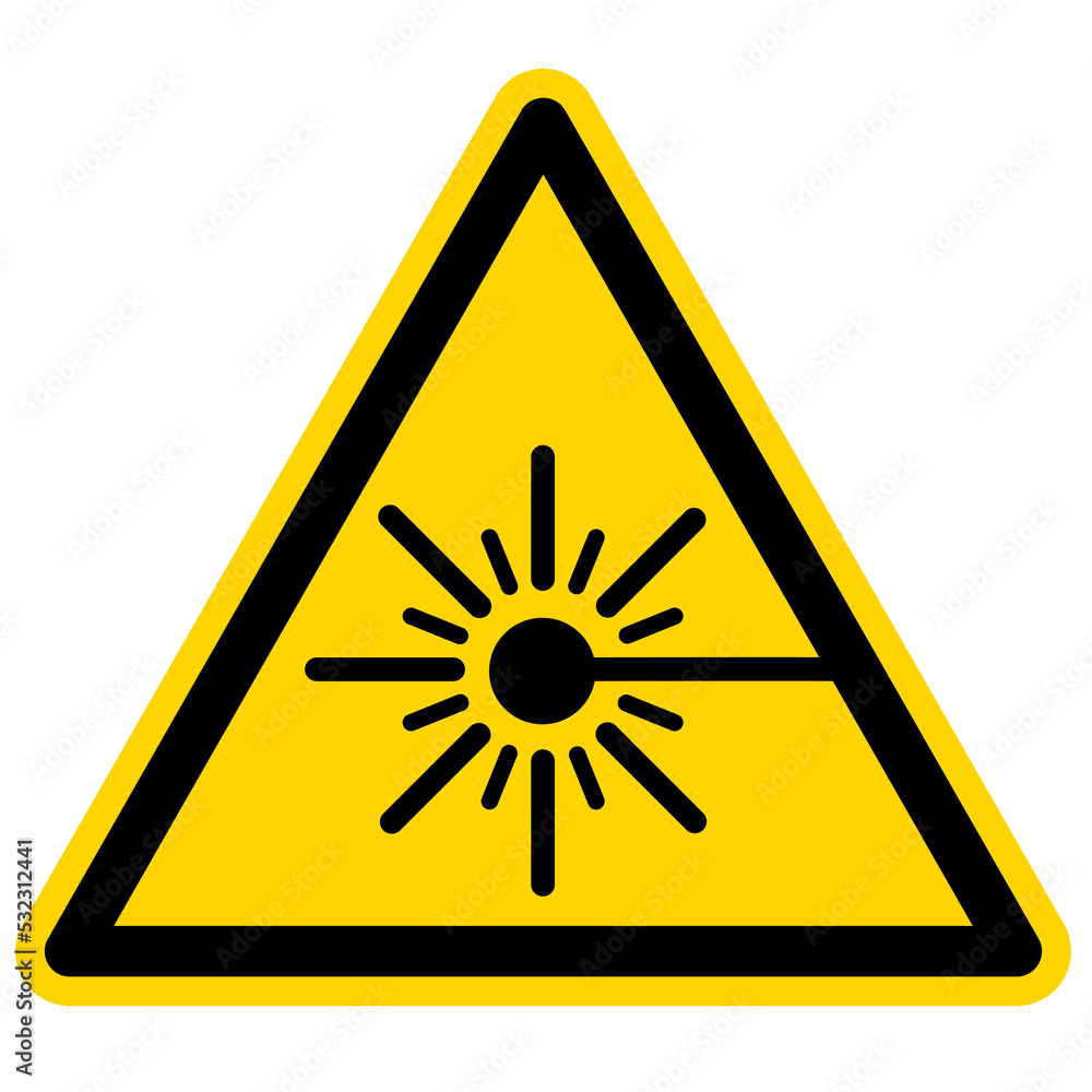 Laser safety yellow triangle warning sign symbol Stock Vector | Adobe Stock