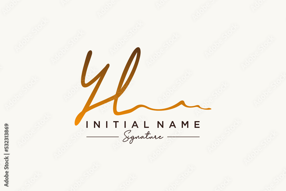Initial YL signature logo template vector. Hand drawn Calligraphy lettering  Vector illustration. Stock Vector