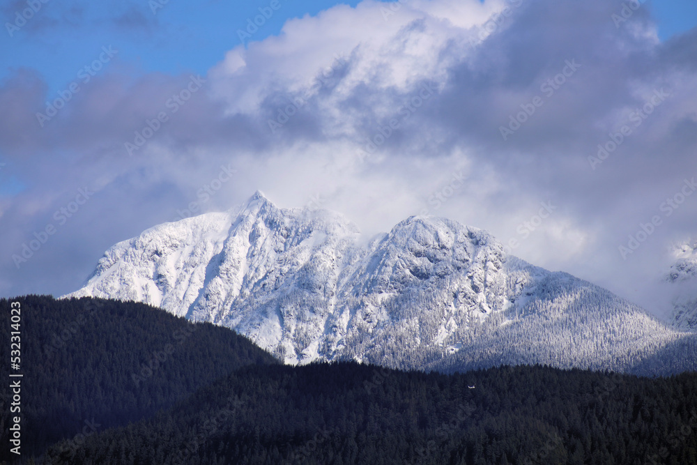 Golden Ears mountains in a winter robe
