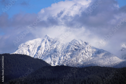 Golden Ears mountains in a winter robe