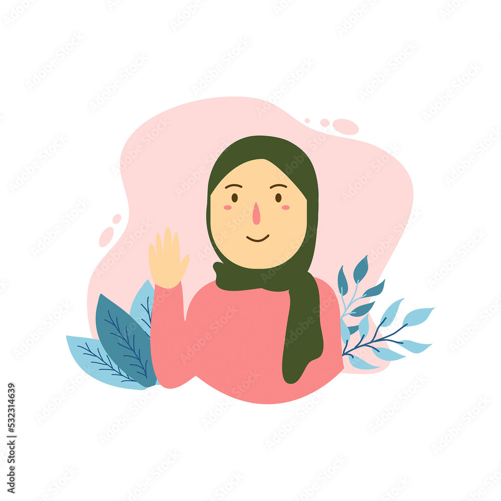young people hijab character young people hijab character