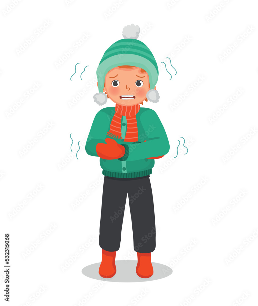 cute little boy feeling cold trembling wear warm winter clothes cute little boy feeling cold trembling wear warm winter clothes