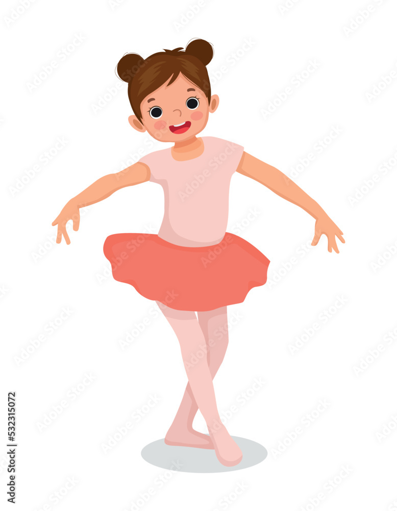happy cute little girl ballerina practicing ballet dancing style in the room happy cute little girl ballerina practicing ballet dancing style in the room