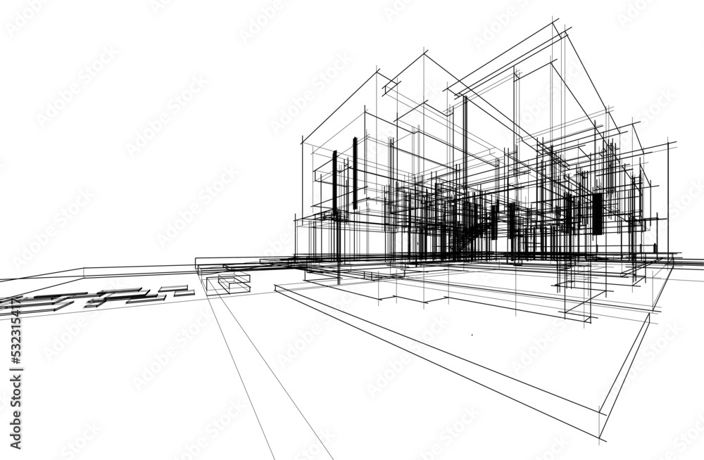 Modern architecture vector 3d illustration Modern architecture vector 3d illustration