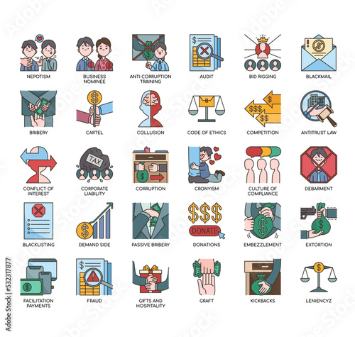 Business corruption , Thin Line and Pixel Perfect Icons