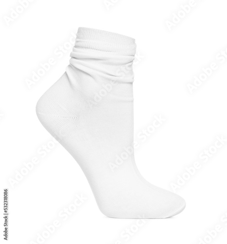 Textile sock isolated on white. Footwear accessory