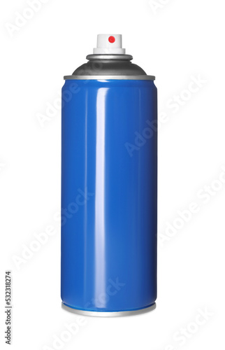 Blue can of spray paint isolated on white