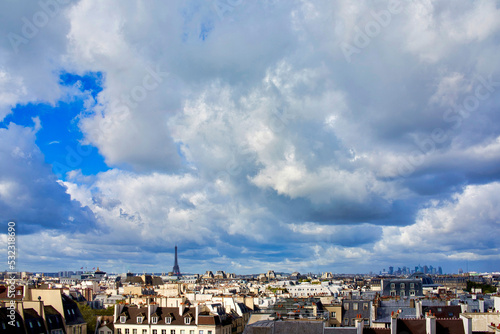 France, Paris. panorama, Eiffel tower on the far left