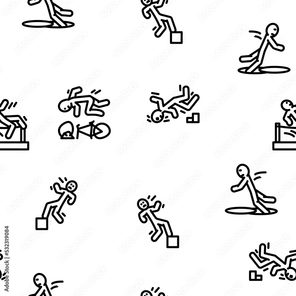 accident injury man person vector seamless pattern thin line illustration accident injury man person vector seamless pattern thin line illustration