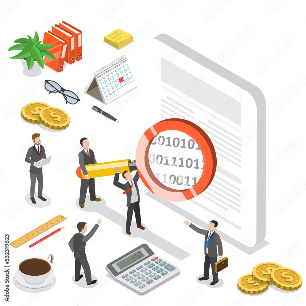 Smart contract flat isometric concept. Smart contract flat isometric concept.