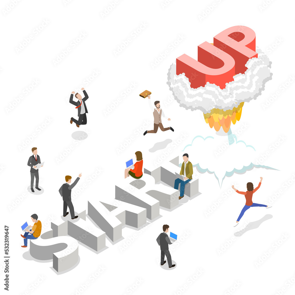 New business startup flat isometric concept. New business startup flat isometric concept.