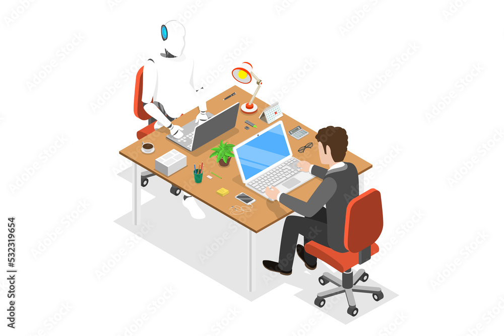 AI future flat isometric  concept.