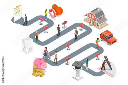 Wallpaper Mural Insurance options isometric flat  conceptual illustration. Torontodigital.ca