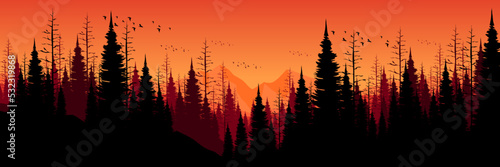 mountain landscape flat design vector illustration good for background, wallpaper, backdrop, and design template 