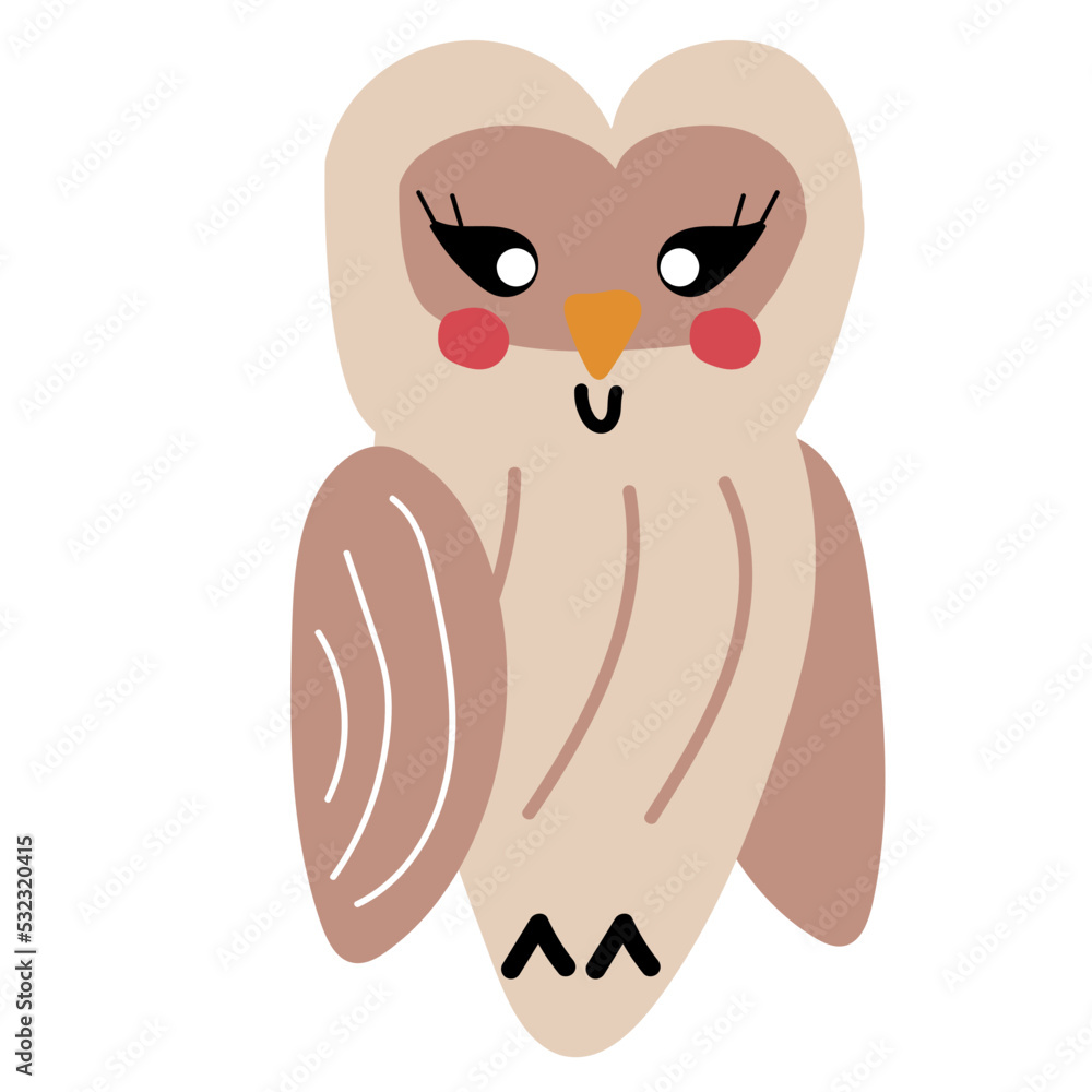 cute owl childish hand drawn vector element