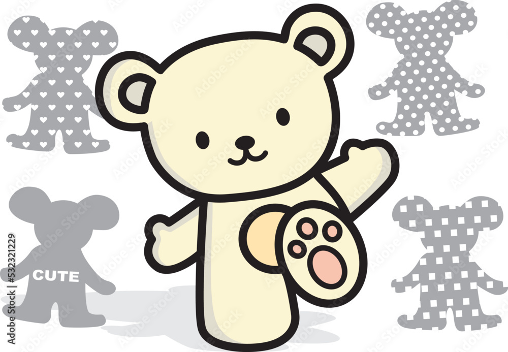 Cute bear on paper background.vector illustration Cute bear on paper background.vector illustration