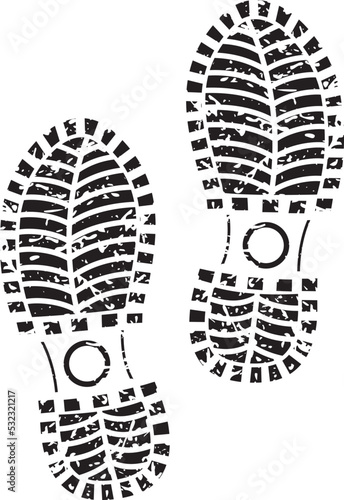 Black shoe print on white background