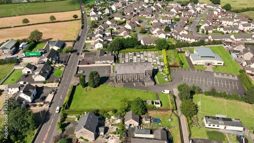 Aerial view of Sacred Heart Church Cloughmills Village Ballymena County Antrim Northern Ireland photo